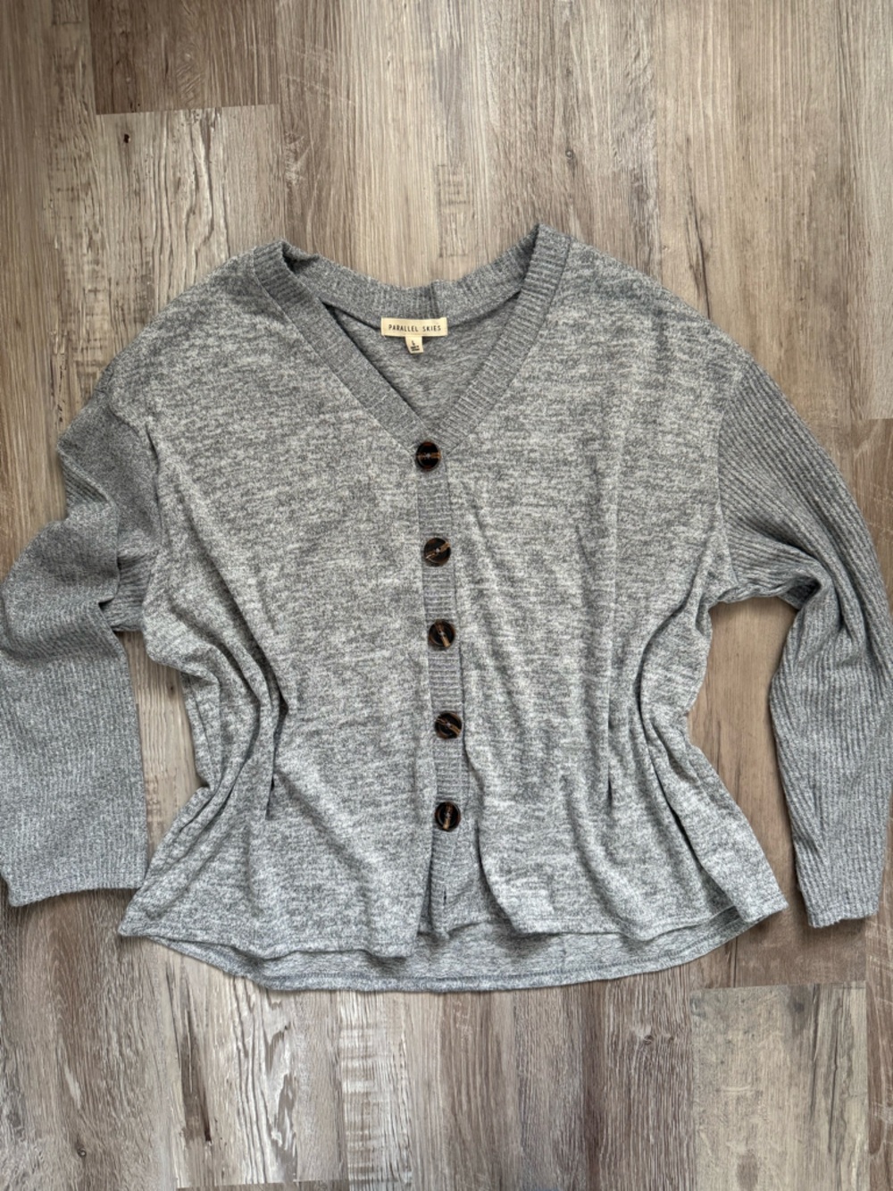 Cozy Grey Button-Front Knit Cardigan